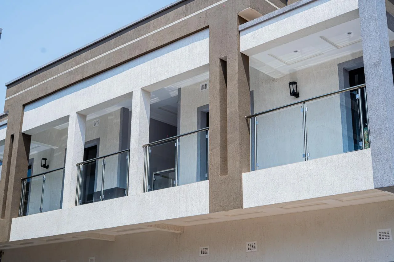 Balconies with glass railings