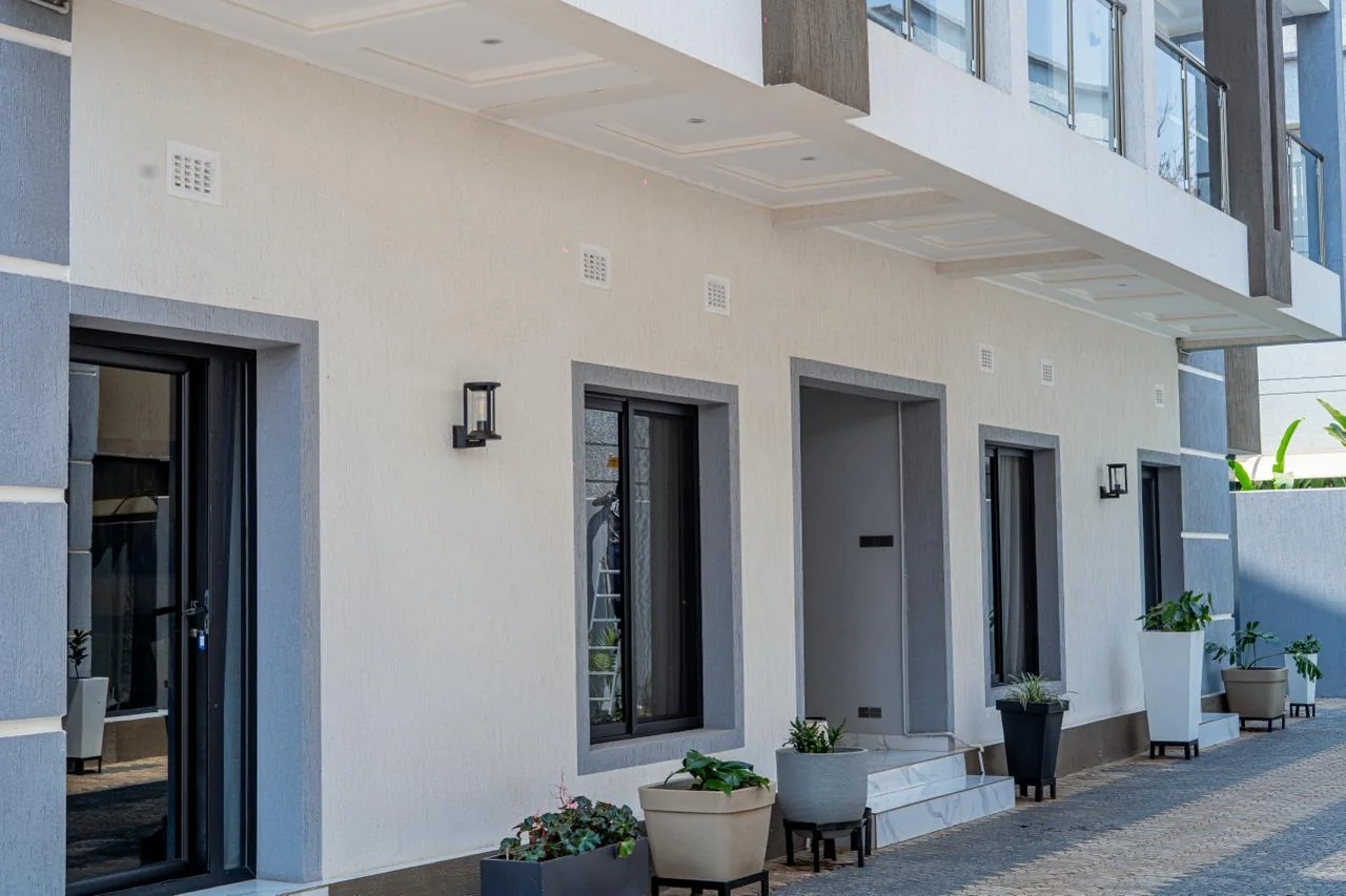 Apartment entrances around the courtyard